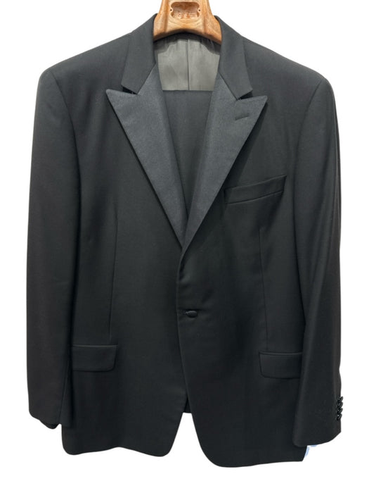 Hickey Freeman Black Wool Solid 2 Button Men's Suit Black / 48L