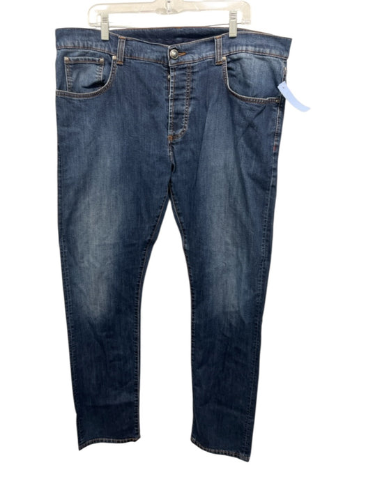 Isaia Size 56R Medium Wash Cotton Solid Jean Men's Pants Medium Wash / 56R