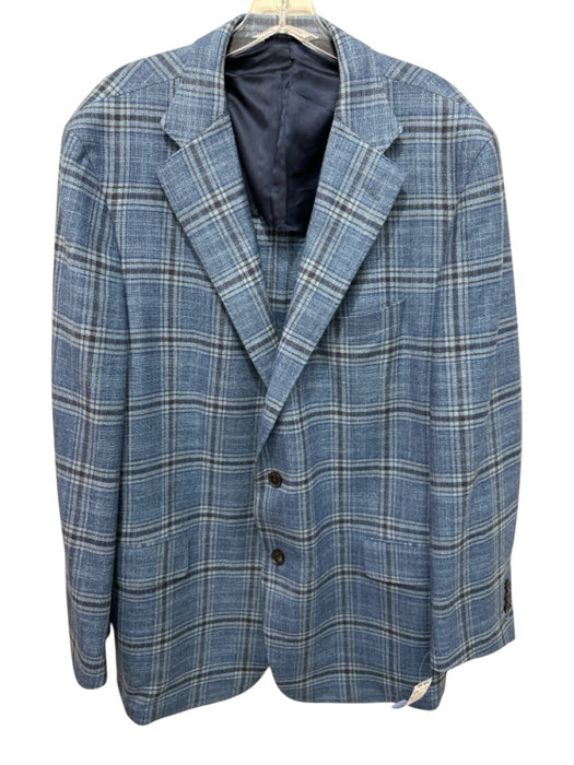 Miller Brothers Blue & Multi Wool Plaid 2 Button Men's Blazer Blue & Multi / 48L
