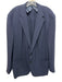 H Stockton Navy Blue Wool Plaid 2 Button Men's Blazer Navy Blue / 48L