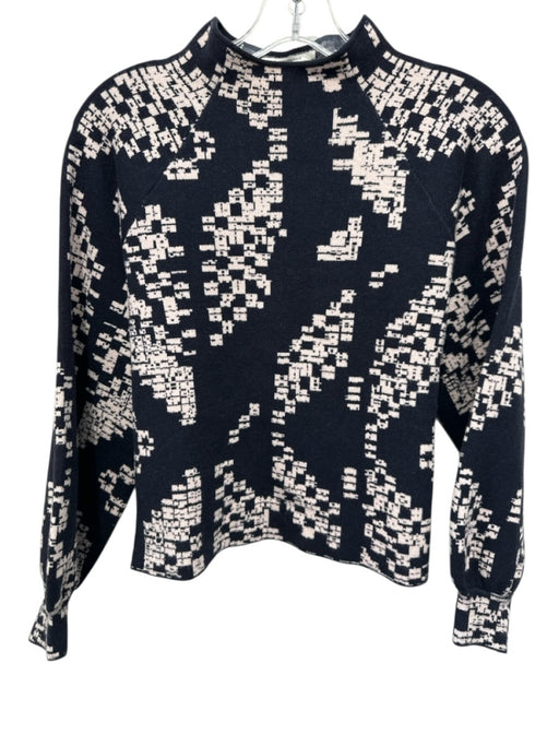 By Anthropologie Size SP Midnight Blue & Beige Viscose Blend Knit Sweater Midnight Blue & Beige / SP
