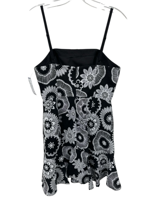 Milly Size 4 Black & White Viscose Blend Embroidered Spaghetti Strap Dress Black & White / 4