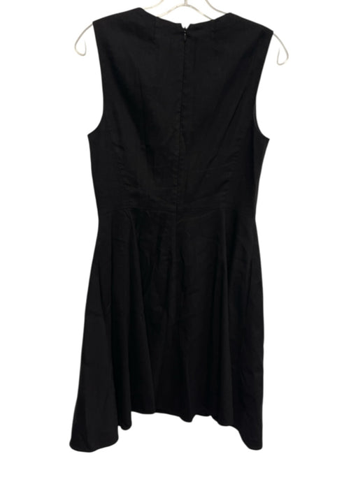 Theory Size 4 Black Linen & Viscose Sleeveless V Neck Flare Hem Mini Dress Black / 4