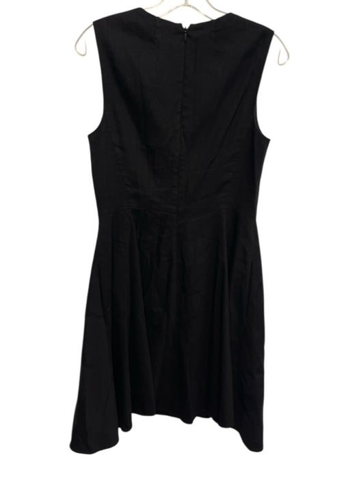 Theory Size 4 Black Linen & Viscose Sleeveless V Neck Flare Hem Mini Dress Black / 4