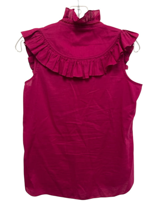 Figue Size S Magenta Pink Cotton Ruffle Cap Sleeve Ruffle mock neck Top Magenta Pink / S