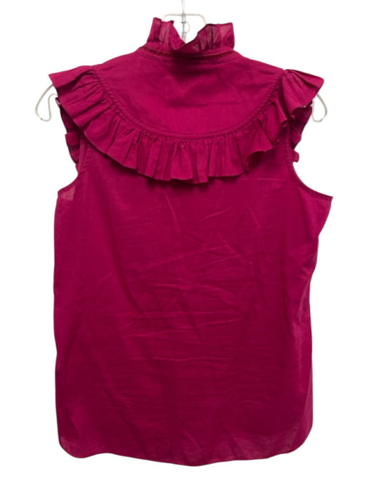 Figue Size S Magenta Pink Cotton Ruffle Cap Sleeve Ruffle mock neck Top Magenta Pink / S