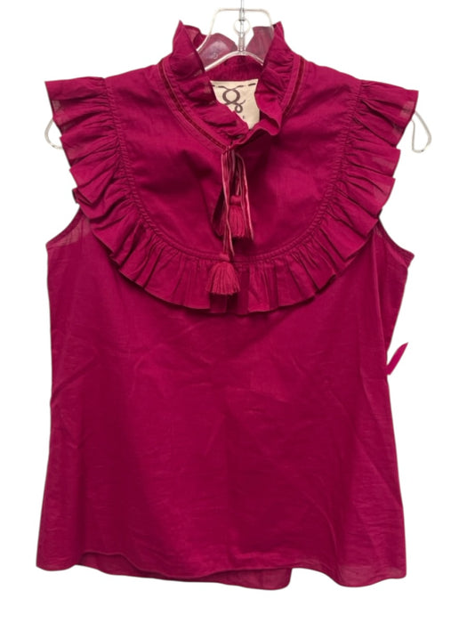 Figue Size S Magenta Pink Cotton Ruffle Cap Sleeve Ruffle mock neck Top Magenta Pink / S