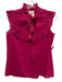 Figue Size S Magenta Pink Cotton Ruffle Cap Sleeve Ruffle mock neck Top Magenta Pink / S