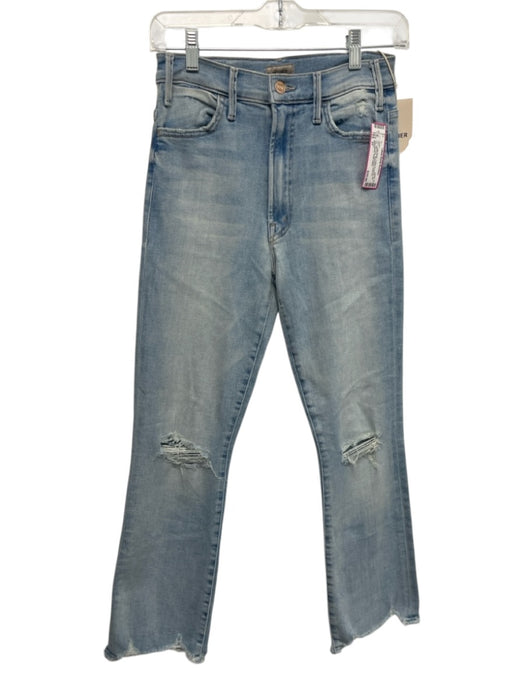 Mother Size 27 Light Wash Cotton & Lyocell Zip Fly High Rise distressed Jeans Light Wash / 27
