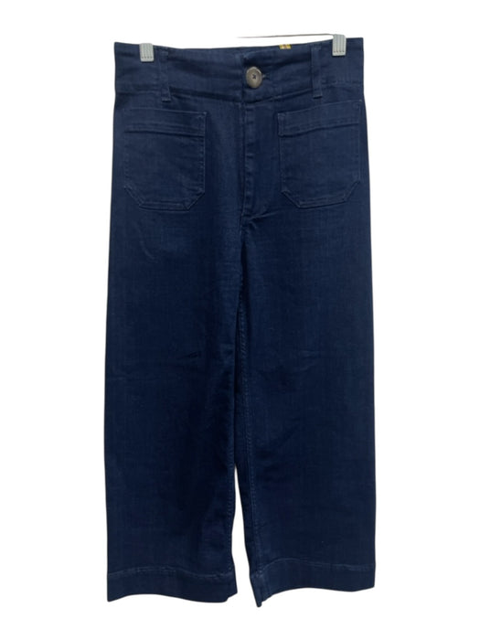 Maeve Size 26 Dark Wash Cotton Zip Fly High Rise Patch Pocket Wide Leg Jeans Dark Wash / 26