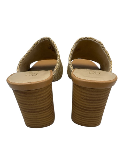 Seychelles Shoe Size 6.5 Beige Jute Midi Block Heel Mule Peep Toe Sandals Beige / 6.5