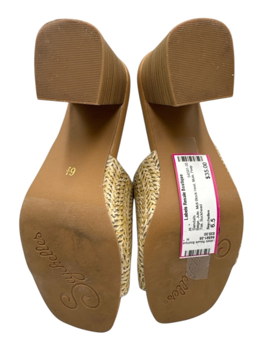 Seychelles Shoe Size 6.5 Beige Jute Midi Block Heel Mule Peep Toe Sandals Beige / 6.5