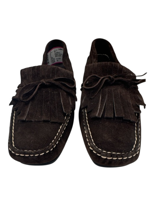 J Crew Shoe Size 6 Dark Brown Leather Suede Fringe Moccasin Flat Loafers Dark Brown / 6