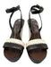 Tory Burch Shoe Size 6.5 Brown & White Leather Ankle Buckle Wood Sole Sandals Brown & White / 6.5