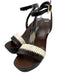 Tory Burch Shoe Size 6.5 Brown & White Leather Ankle Buckle Wood Sole Sandals Brown & White / 6.5