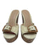 Veronica Beard Shoe Size 6.5 Beige & Brown Suede Peep Toe Buckle Detail Wedges Beige & Brown / 6.5