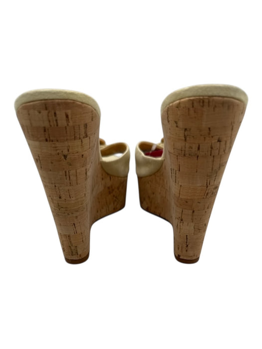 Veronica Beard Shoe Size 6.5 Beige & Brown Suede Peep Toe Buckle Detail Wedges Beige & Brown / 6.5