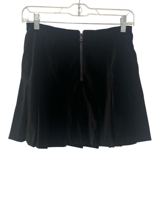 Alice + Olivia Size 2 Black Micro Polyester Blend Velvet Pleated Paneled Skirt Black / 2