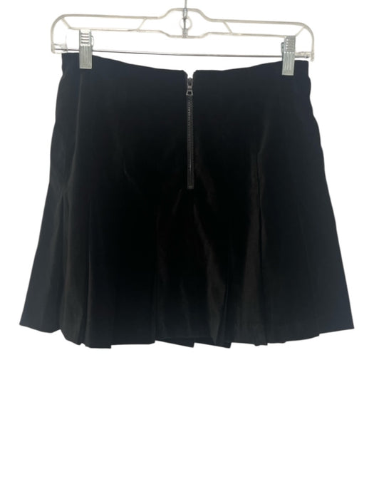 Alice + Olivia Size 2 Black Micro Polyester Blend Velvet Pleated Paneled Skirt Black / 2
