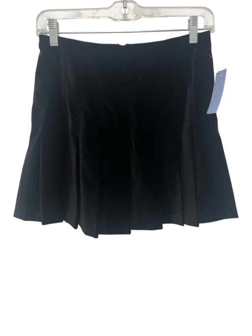 Alice + Olivia Size 2 Black Micro Polyester Blend Velvet Pleated Paneled Skirt Black / 2