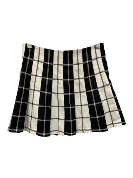 Alice + Olivia Classics Size 2 White & Black Polyester Blend Plaid Pleated Skirt White & Black / 2