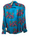 J Crew Collection Size 4 Blue, Red, Green Silk Long Sleeve Lobster Buttons Top Blue, Red, Green / 4