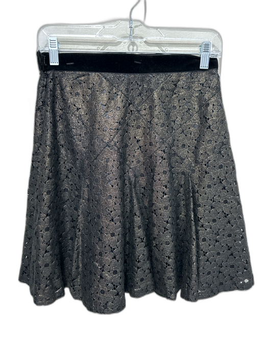 Anna Sui Size 4 Gold & Black Cotton Blend Velvet Ribbon Lace Overlay Skirt Gold & Black / 4