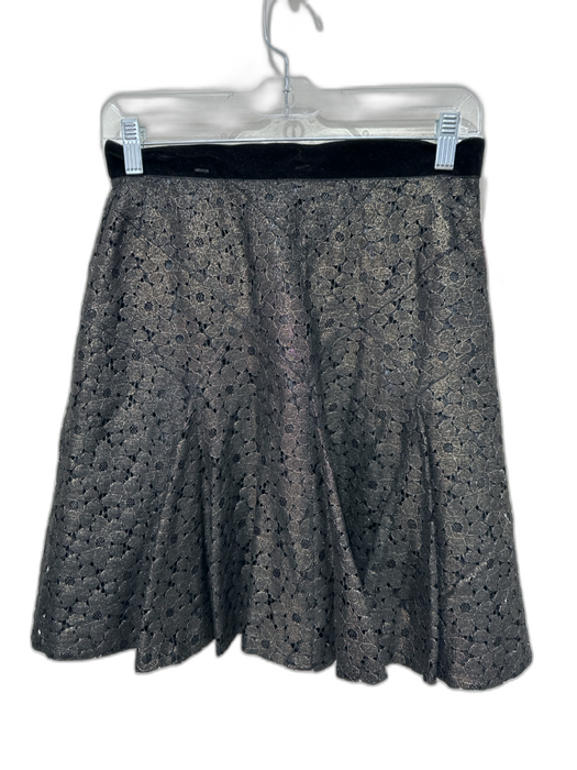 Anna Sui Size 4 Gold & Black Cotton Blend Velvet Ribbon Lace Overlay Skirt Gold & Black / 4