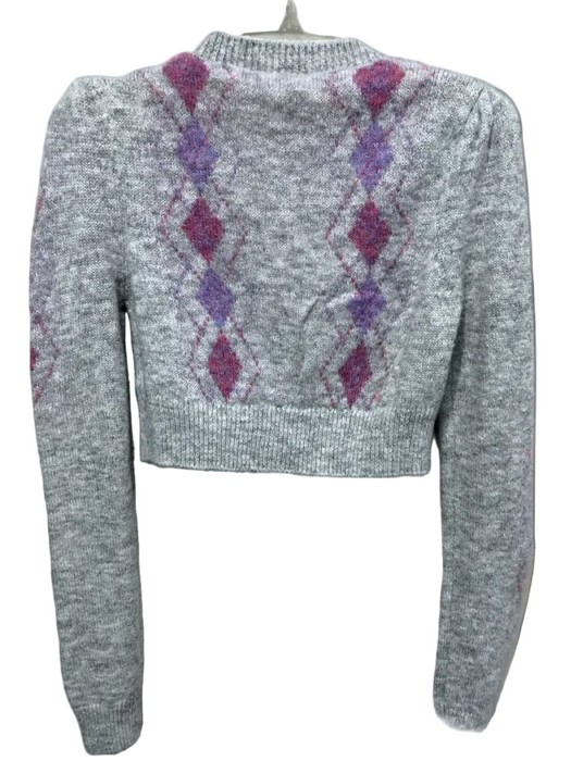 Majorelle Size XXS Gray & Purple Wool Blend Argyle Button Front Cardigan Gray & Purple / XXS