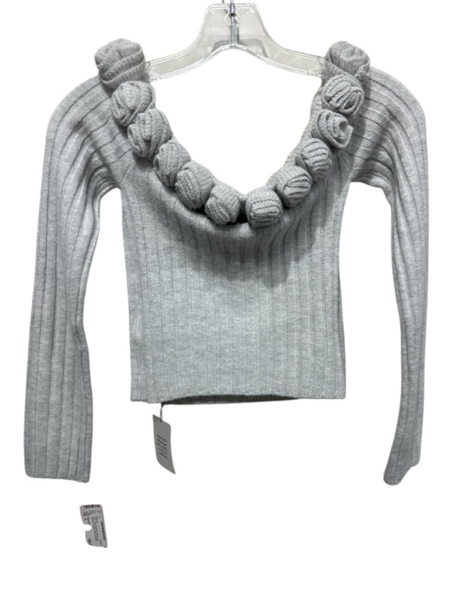 Majorelle Size S Gray Polyester Ribbed Off Shoulder Rosette Detail Sweater Gray / S