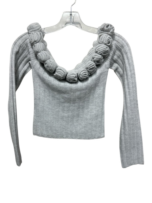 Majorelle Size S Gray Polyester Ribbed Off Shoulder Rosette Detail Sweater Gray / S