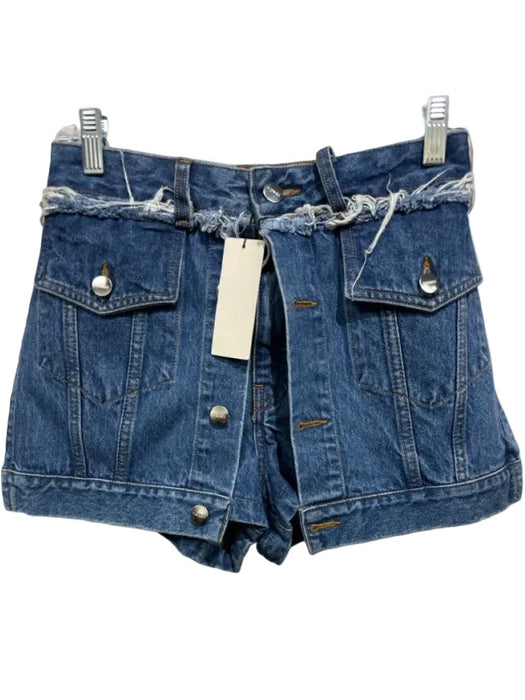 Monse Size 2 Medium Wash Cotton Distressed skirt overlay High Rise Skort Skirt