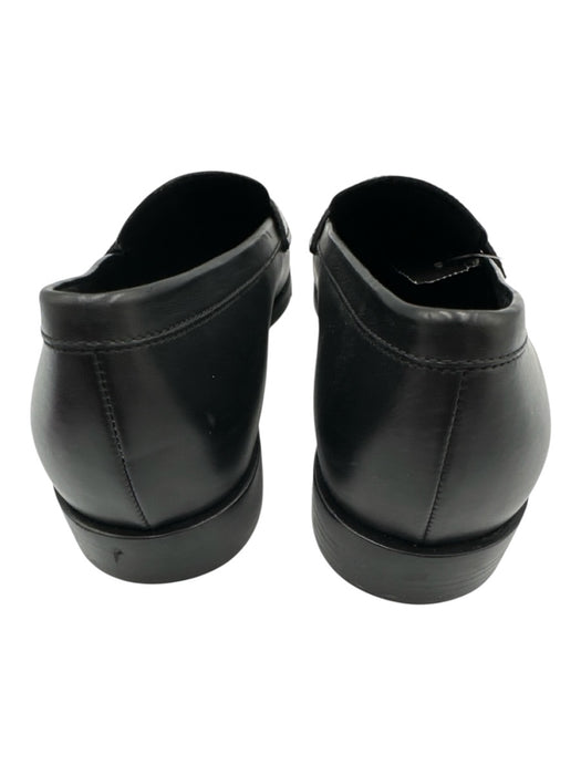 Prada Shoe Size 39 Black Leather Upper Round Toe Penny Slip On Flat Loafers Black / 39