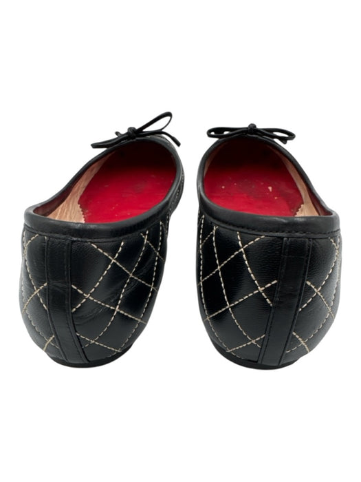 CH Carolina Herrera Shoe Size 40 Black Leather Bow detail Quilted Ballet Flats Black / 40