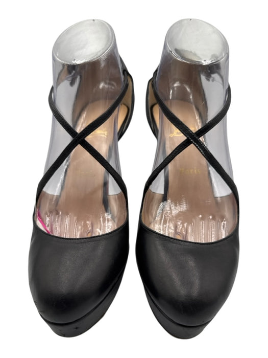 Christian Louboutin Shoe Size 39 Black Leather Platform Stiletto Platform Pumps Black / 39