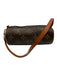 Louis Vuitton Brown & Tan Coated Canvas Leather trim Monogram Wrist Strap Bag Brown & Tan / Mini
