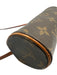 Louis Vuitton Brown & Tan Coated Canvas Leather trim Monogram Wrist Strap Bag Brown & Tan / Mini