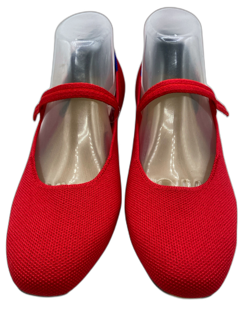 Rothy's Shoe Size 10 Red Synthetic Knit Mary Jane Slip On Strap Detail Flats Red / 10