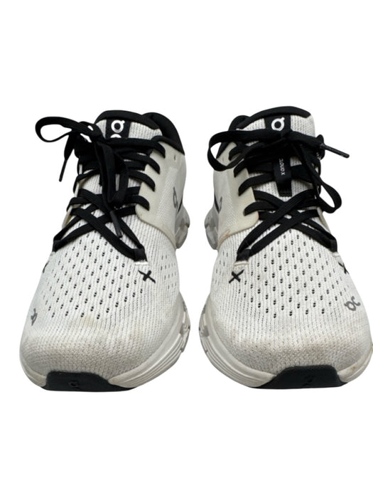 On Cloud Shoe Size 10 White & Black textile upper Perforated Knit Sneakers White & Black / 10