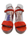 Stuart Weitzman Shoe Size 9.5 Red Orange Leather Upper Suede Sandals Red Orange / 9.5