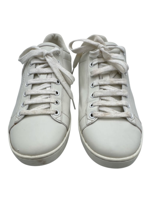 Gucci Shoe Size 39 White & Pink Leather Upper Perforated Logo Low Top Sneakers White & Pink / 39