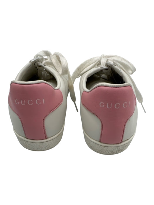 Gucci Shoe Size 39 White & Pink Leather Upper Perforated Logo Low Top Sneakers White & Pink / 39