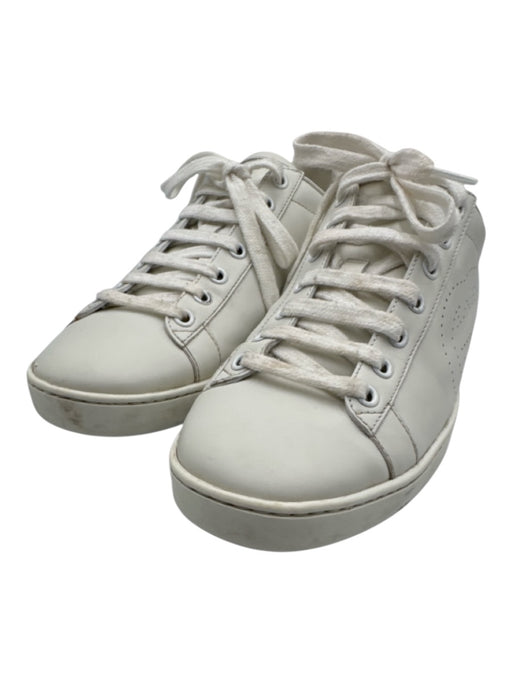 Gucci Shoe Size 39 White & Pink Leather Upper Perforated Logo Low Top Sneakers White & Pink / 39