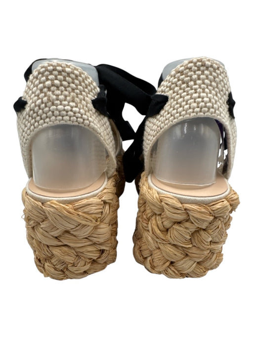 Loeffler Randall Shoe Size 10.5 Cream, Beige & Black Canvas Upper Espadrille Cream, Beige & Black / 10.5
