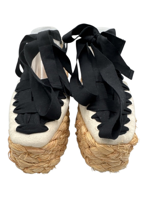 Loeffler Randall Shoe Size 10.5 Cream, Beige & Black Canvas Upper Espadrille Cream, Beige & Black / 10.5
