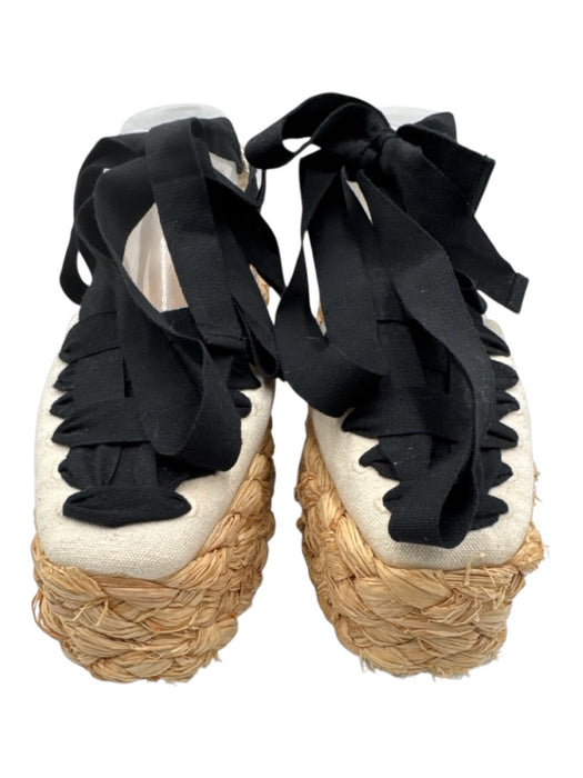 Loeffler Randall Shoe Size 10.5 Cream, Beige & Black Canvas Upper Espadrille Cream, Beige & Black / 10.5