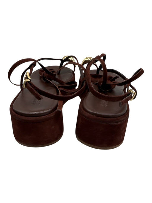 Schutz Shoe Size 10 Dark Brown Leather Upper Suede Strappy Platform Sandals Dark Brown / 10