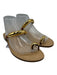 Amanu Shoe Size 41 Brown & Gold Tone Leather Upper Toe Strap Slingback Sandals Brown & Gold Tone / 41