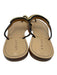 Amanu Shoe Size 41 Brown & Gold Tone Leather Upper Toe Strap Slingback Sandals Brown & Gold Tone / 41