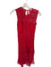 Self Portrait Size 0 Ruby Red Polyester Lace Detail High Neck Maxi Floral Dress Ruby Red / 0